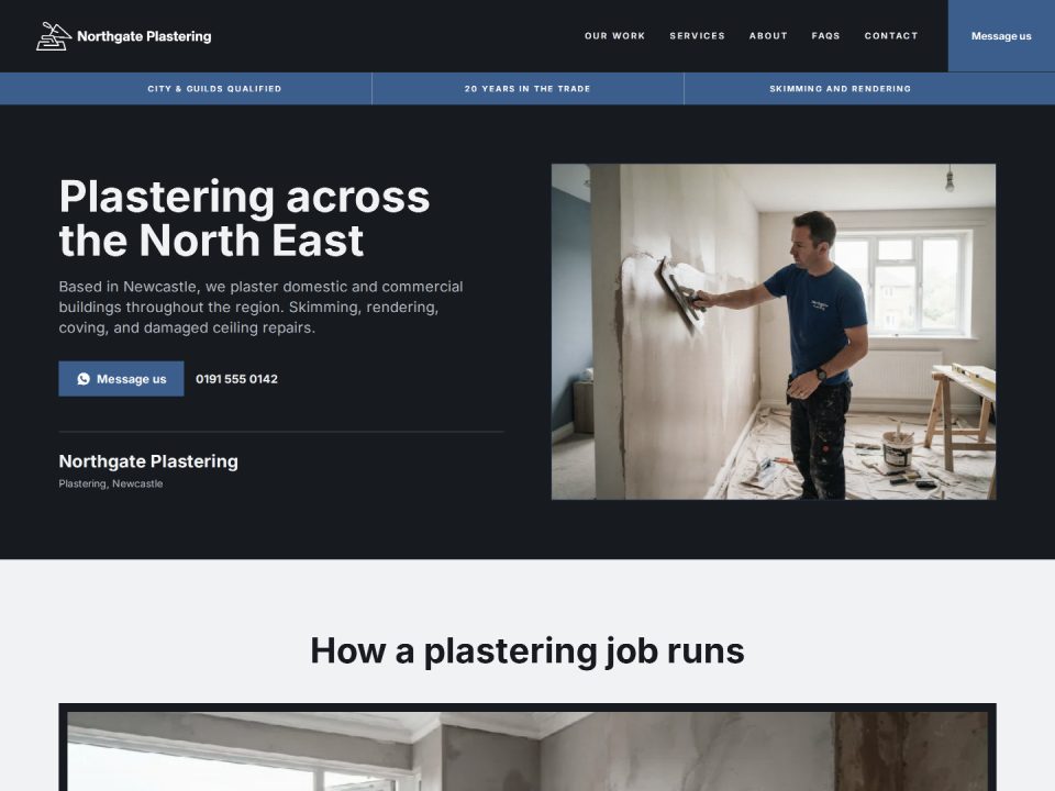 Website preview for Northgate Plastering